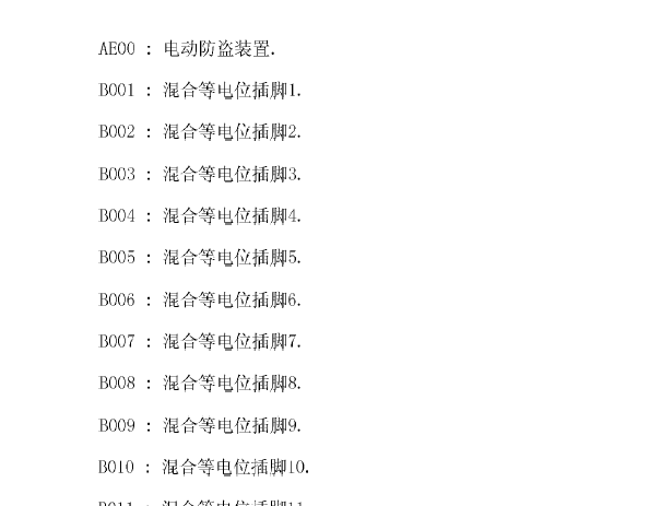 标致元件清单