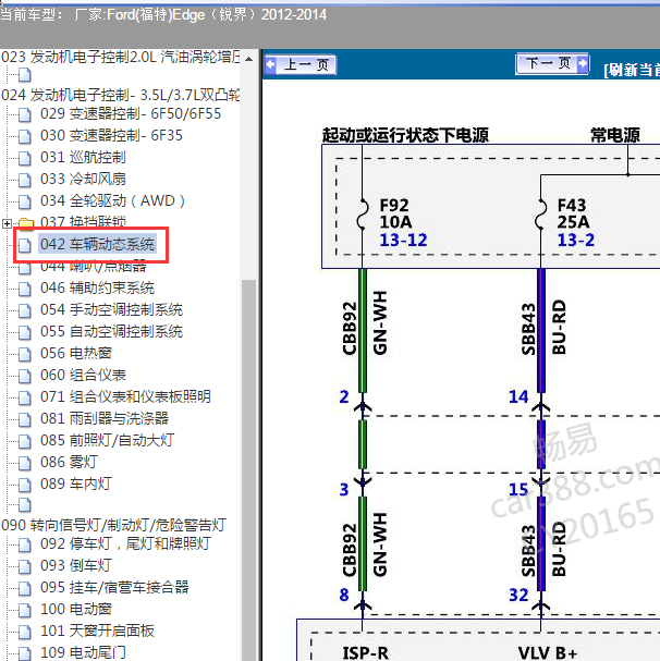 2012年福特锐界ABS电路图