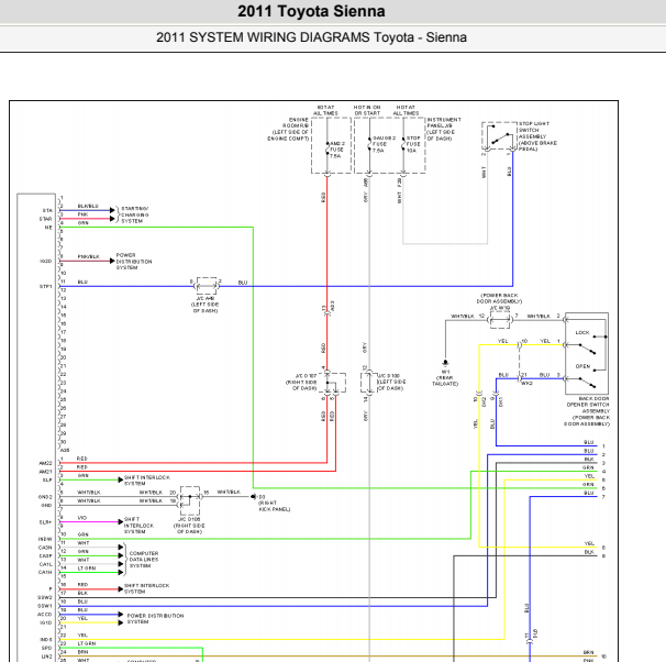 11年丰田塞纳左侧电动门电路图
