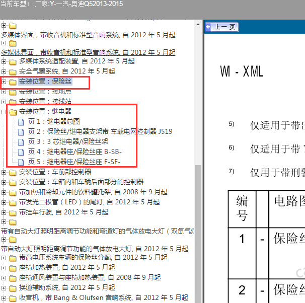 2013年奥迪Q5 保险丝继电器安装位置