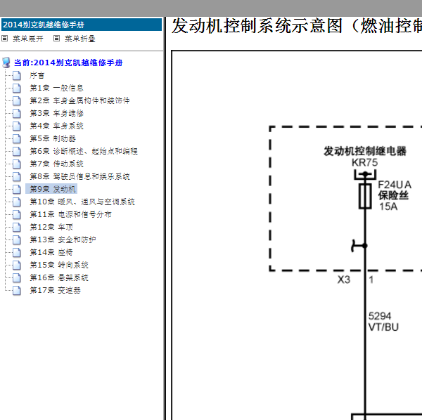 2014年凯越油泵继电器电路图