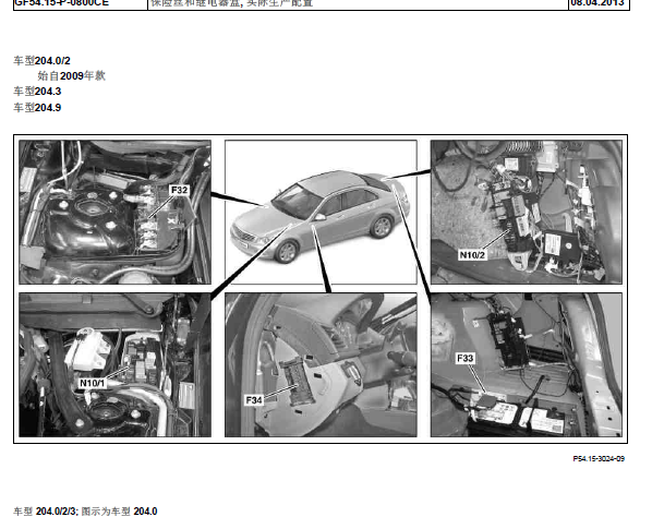 2012年奔驰C180保险丝盒资料