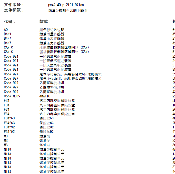 奔驰GLA200 燃油泵电路图