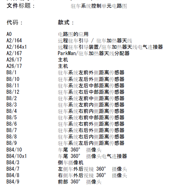 奔驰E350L 驻车辅助电路图