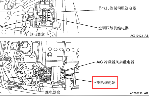 2008年猎豹帕杰罗喇叭继电器位置