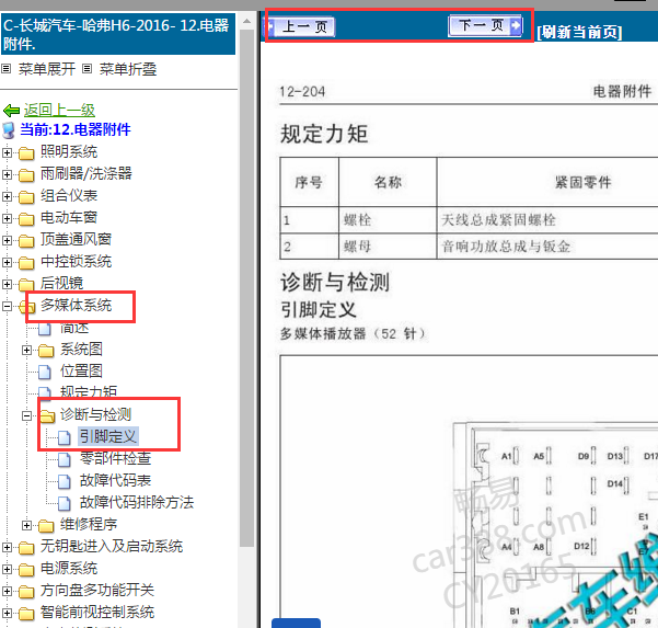 2016年哈弗H6音响针脚资料