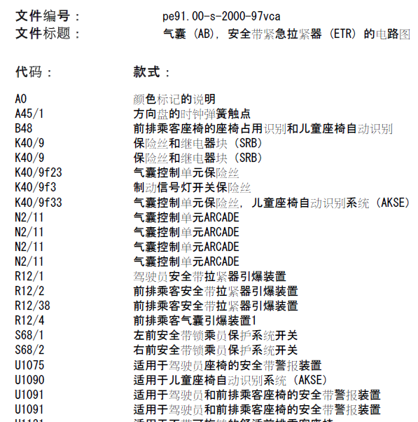 奔驰唯雅诺气囊电路图