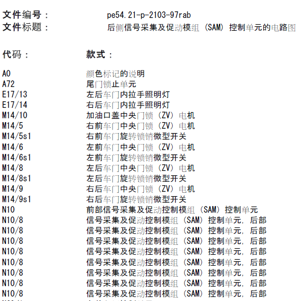 2008年奔驰R300后SAM电路图