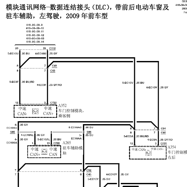 2009年福特福克斯CAN线路图