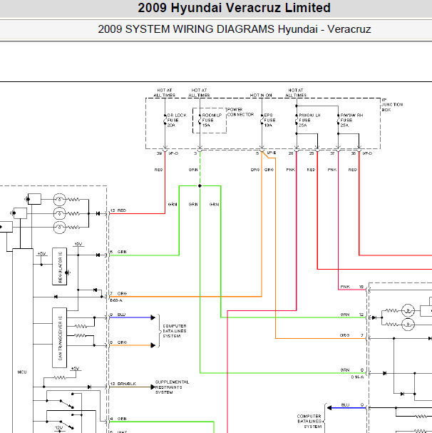 2009年现代维拉克斯车窗电路图
