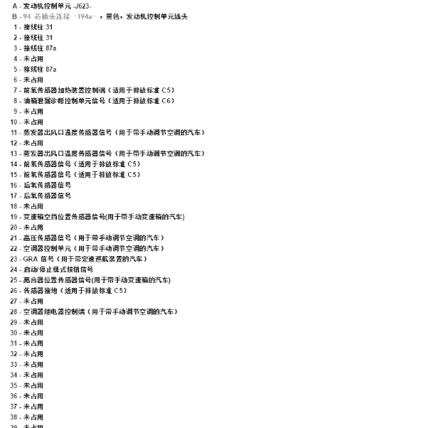 2019年大众帕萨特DLX发动机针脚