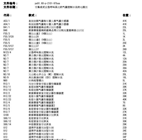 2011年奔驰B200安全气囊系统N2/7的电路图