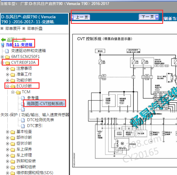2017年启辰T90变速箱电路图