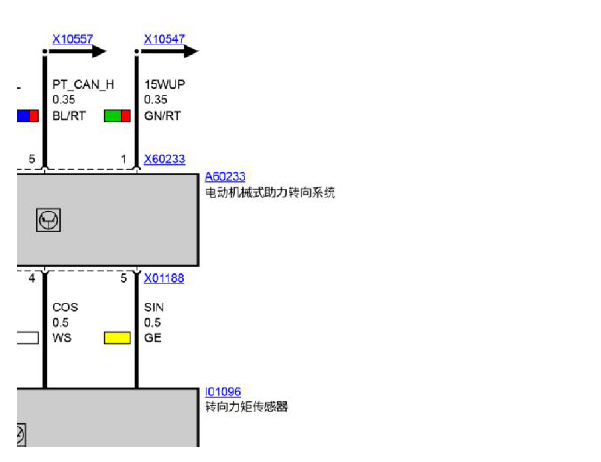 2012年宝马X1电动转向助力系统电路图模块位置图