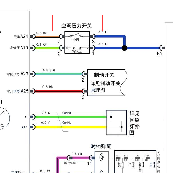 2018-2019年捷途X70 空调压力开关电路图