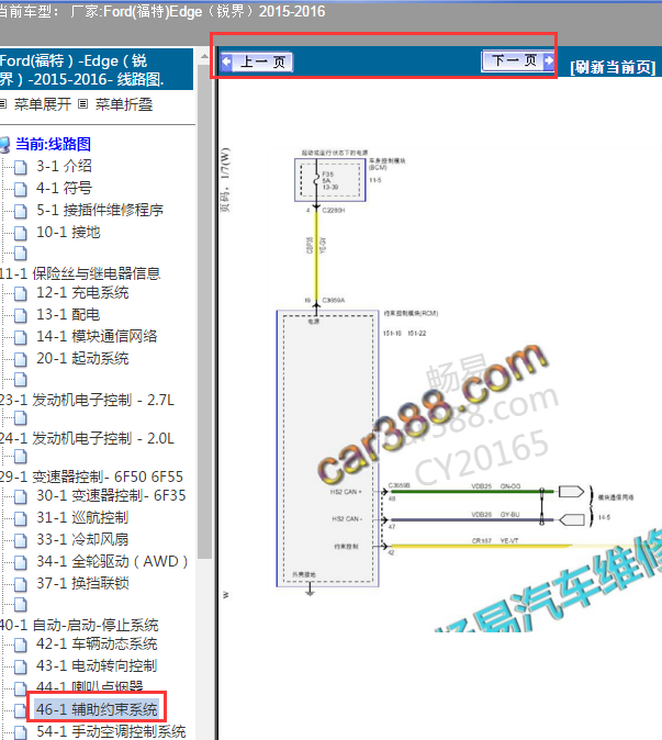 2015年锐界气囊电路图