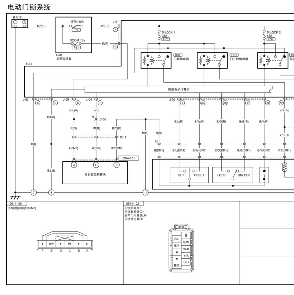 2005年海马323的遥控和中控门锁电路图