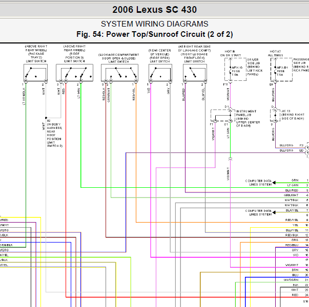 2006年凌志SC430 敞篷电路图