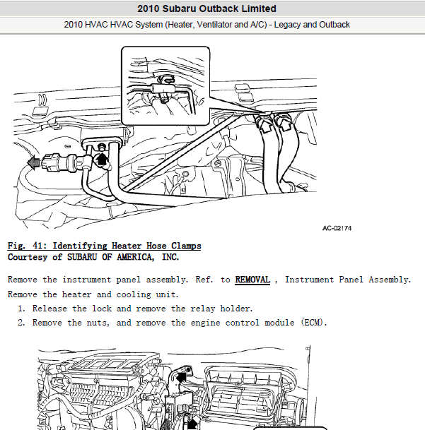 2010年斯巴鲁傲虎空调维修手册