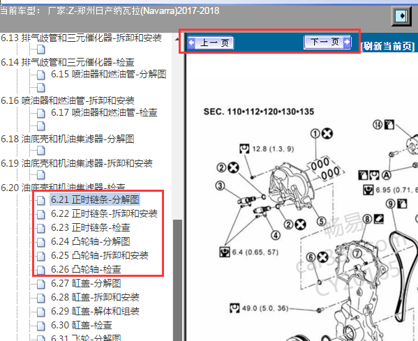 2017-2018年郑州日产纳瓦纳发动机正时图