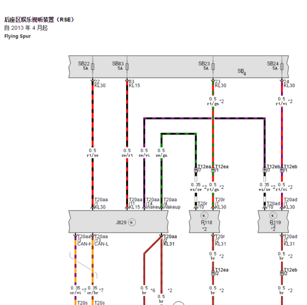 14款宾利飞驰后部娱乐系统电路图