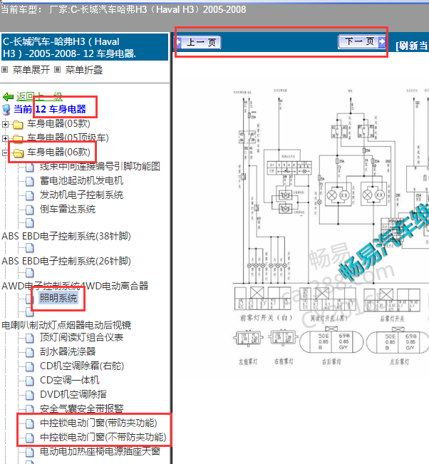 2008年哈弗H3灯光电路图
