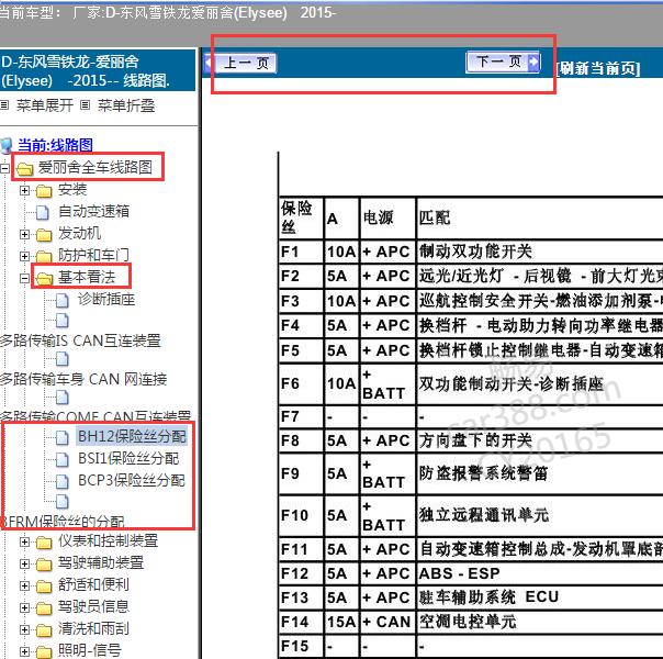 2015年雪铁龙爱丽舍保险丝说明