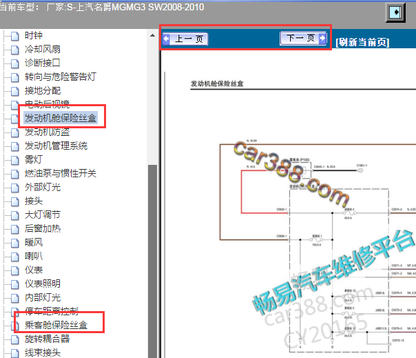 2008-2010年MG3 SW保险丝电路图