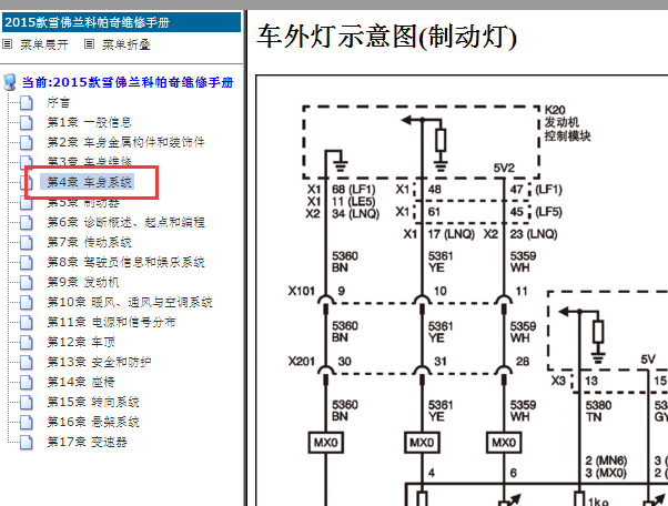 2015年雪佛兰科帕奇刹车灯电路图