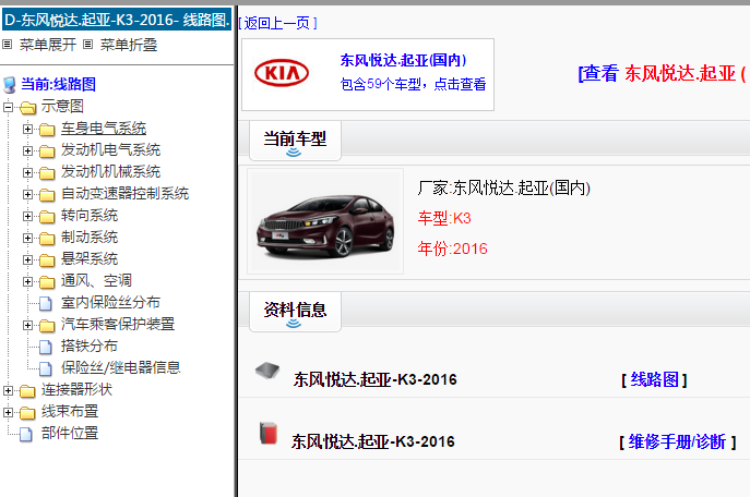 2016年起亚K3电路图和维修手册
