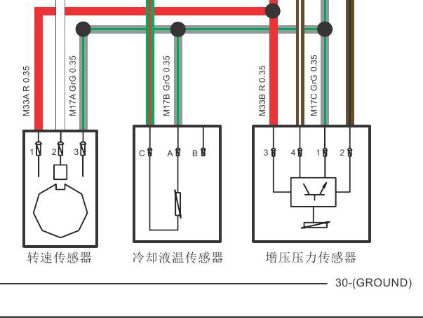 2015年众泰T600 涡轮增压压力传感器电路图