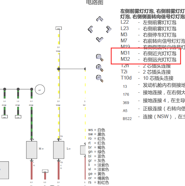 2009年大众宝来近光灯电路图