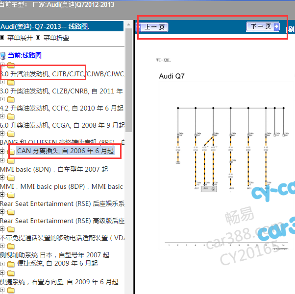 2012年奥迪Q7 CAN线电路图