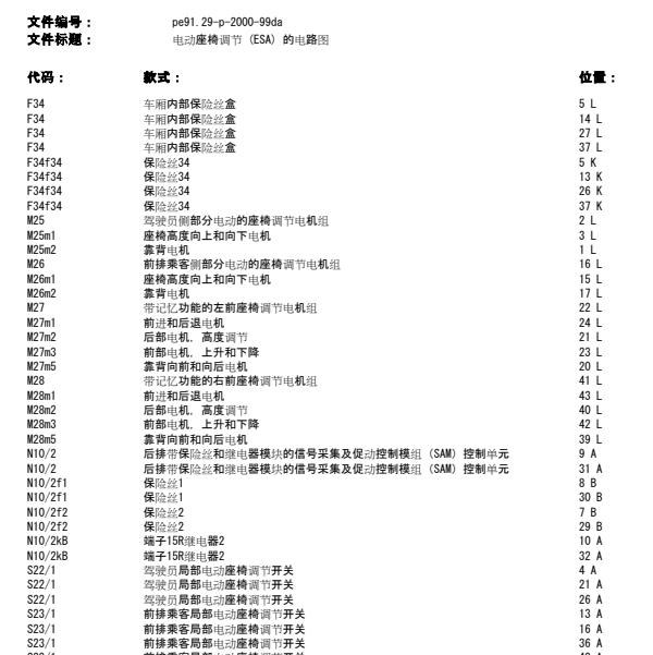 2007年奔驰E230乘客座椅电动调节电路图