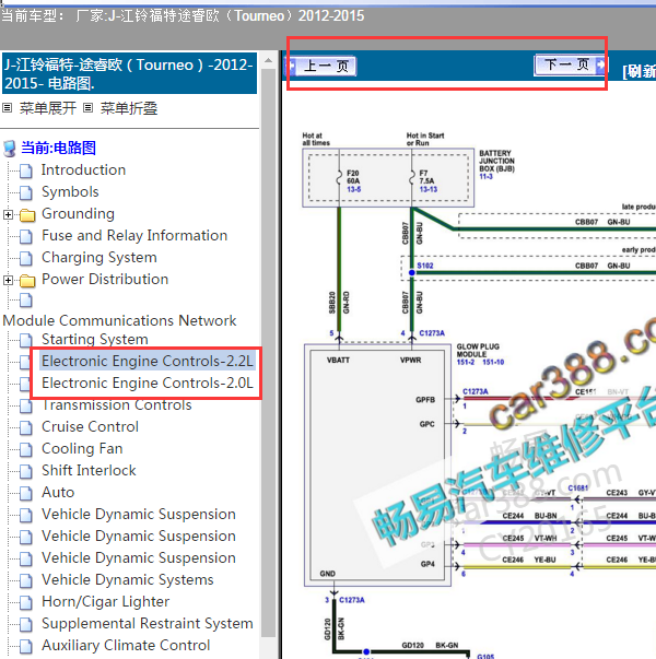 2012年福特途睿欧发动机电路图