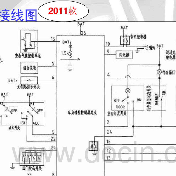 2011年奔腾B50车身遥控电路图
