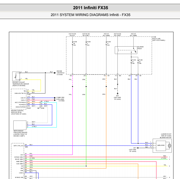 2011年英菲尼迪FX35空调电路图