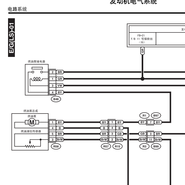 2005年斯巴鲁翼豹燃油泵电路图