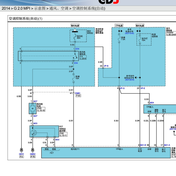 2014年索纳塔空调电路图
