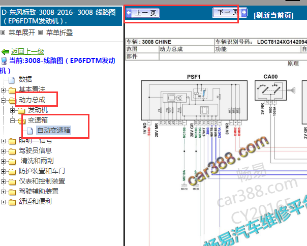 2016年标致3008变速箱电路图