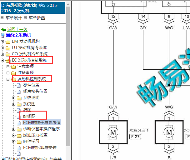 2015-2016年纳智捷5水箱风扇电路图