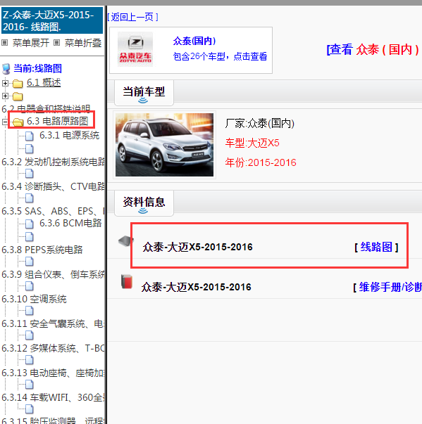 2016年众泰大迈X5电路图