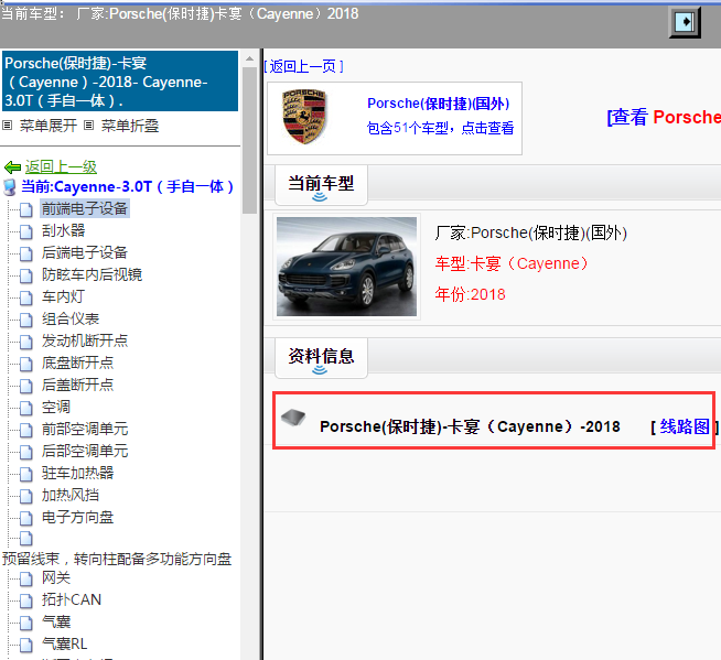 Porsche(保时捷)-卡宴（Cayenne）-2018[ 线路图 ]