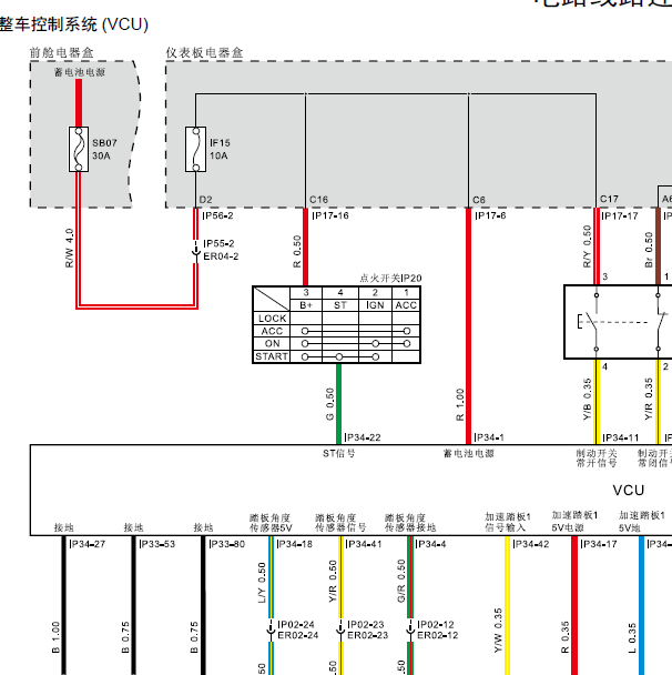 2018年众泰芝麻E30 VCU电路图