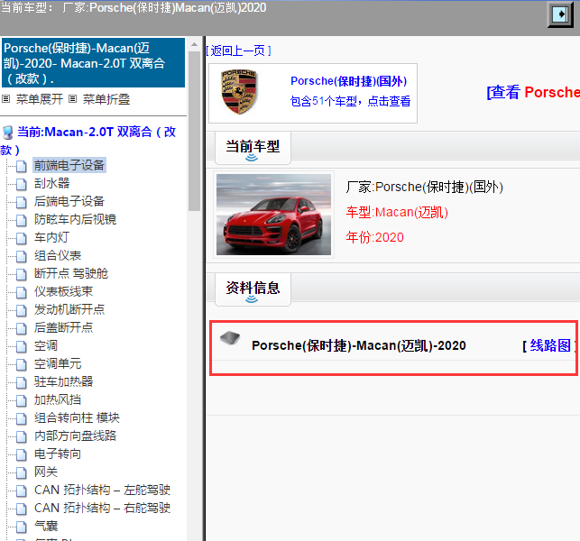 Porsche(保时捷)-Macan(迈凯)-2020[ 线路图 ]