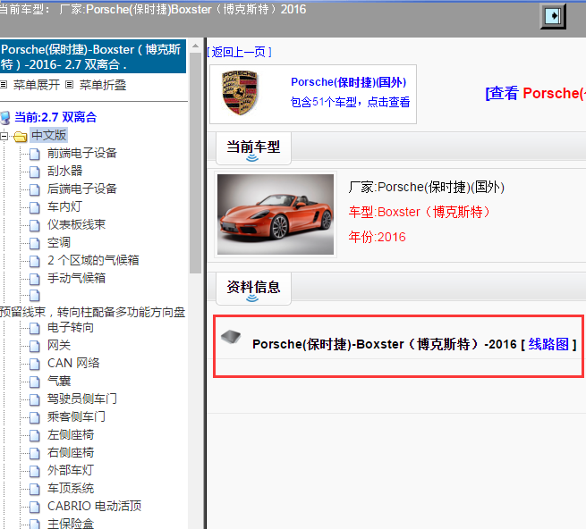 Porsche(保时捷)-Boxster（博克斯特）-2016[ 线路图 ]