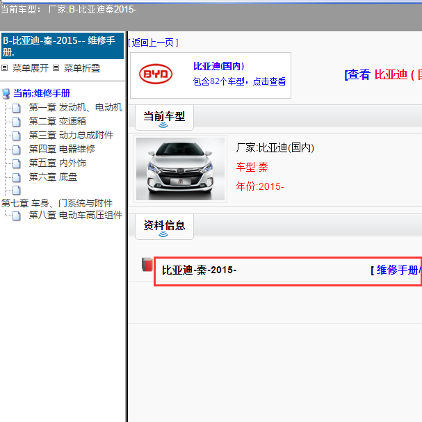 2015年比亚迪秦全车维修部件资料