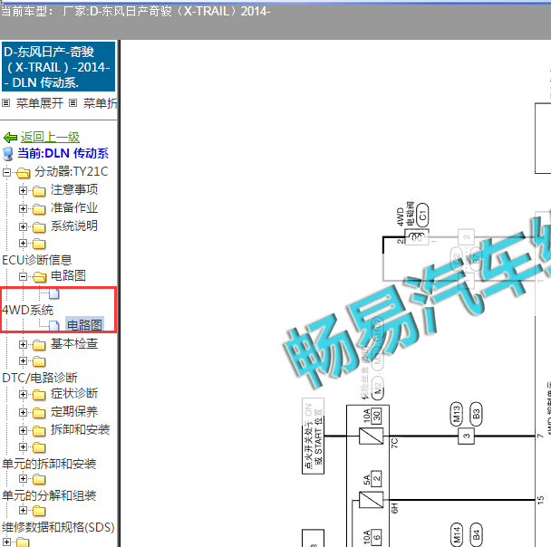 2014年日产奇骏四驱电路图.