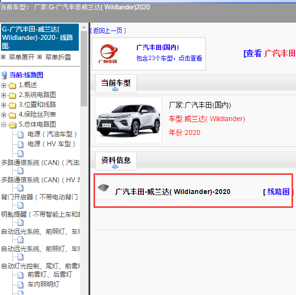 广汽丰田-威兰达( Wildlander)-2020[ 线路图 ]