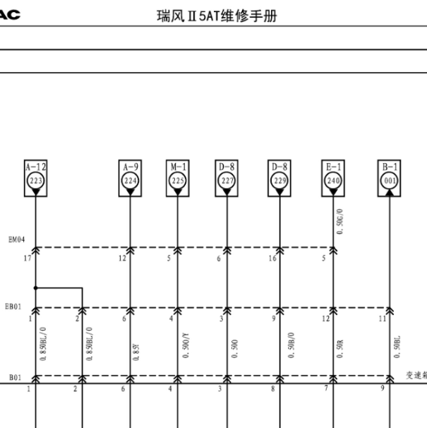 2012年江淮瑞风变速箱电路图